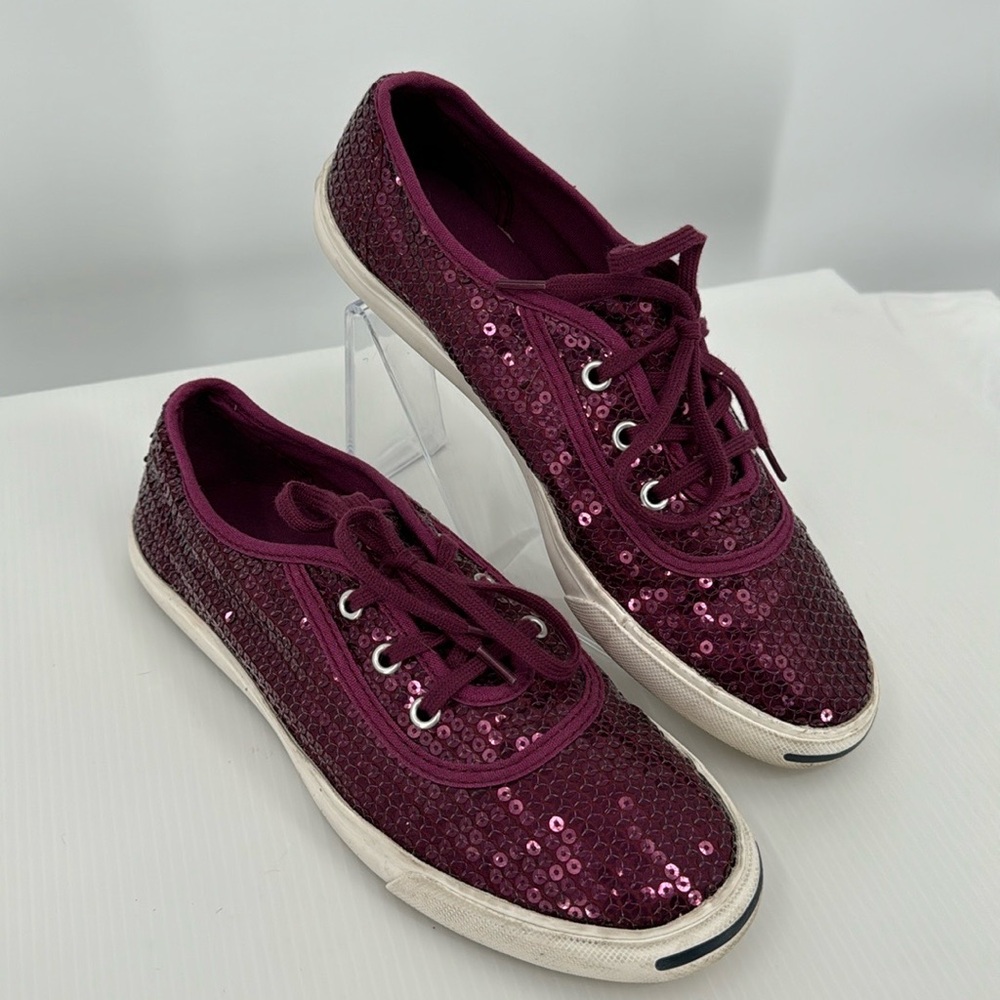 CONVERSE - OX‎ JACK PURCELL JANE SHOES 540428C Size 6.5 Sequins Purple EUC